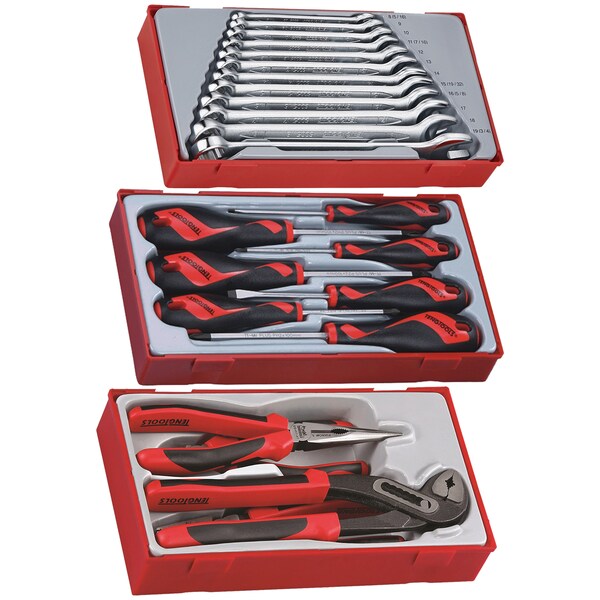 23 Piece Metric Combination Spanner, Pliers and Screwdriver Set